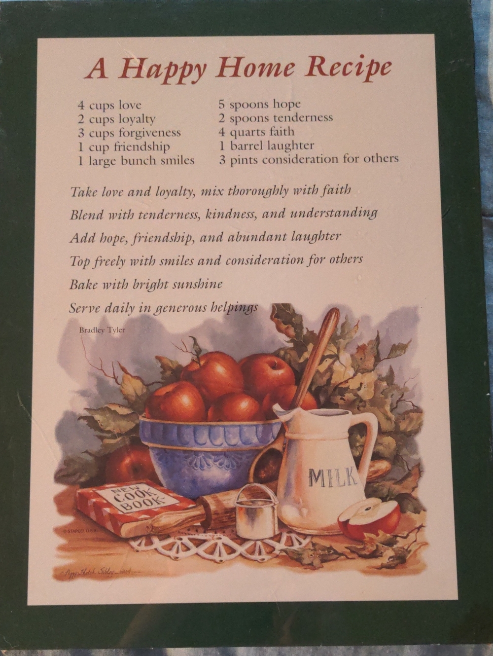 A Happy Home Recipe Decorative Wall Art Print - Cream, Blue, Red